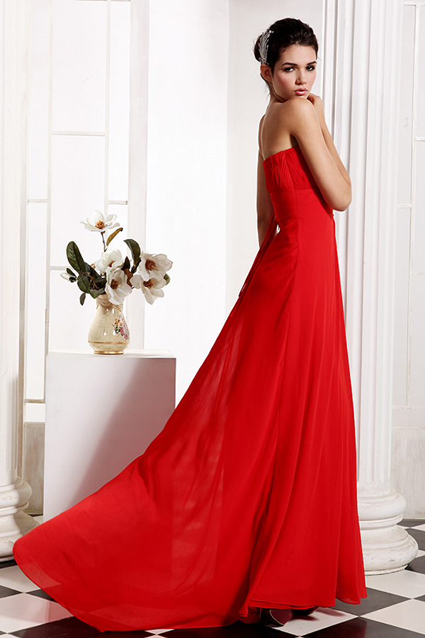Sexy Red Strapless Full Length Evening Gown - Click Image to Close
